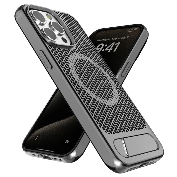 Para Iphone 14 Pro Max Case Hollow Disipación de Calor Avanzada Patada Compatible Con Magsafe - Morado Oscuro