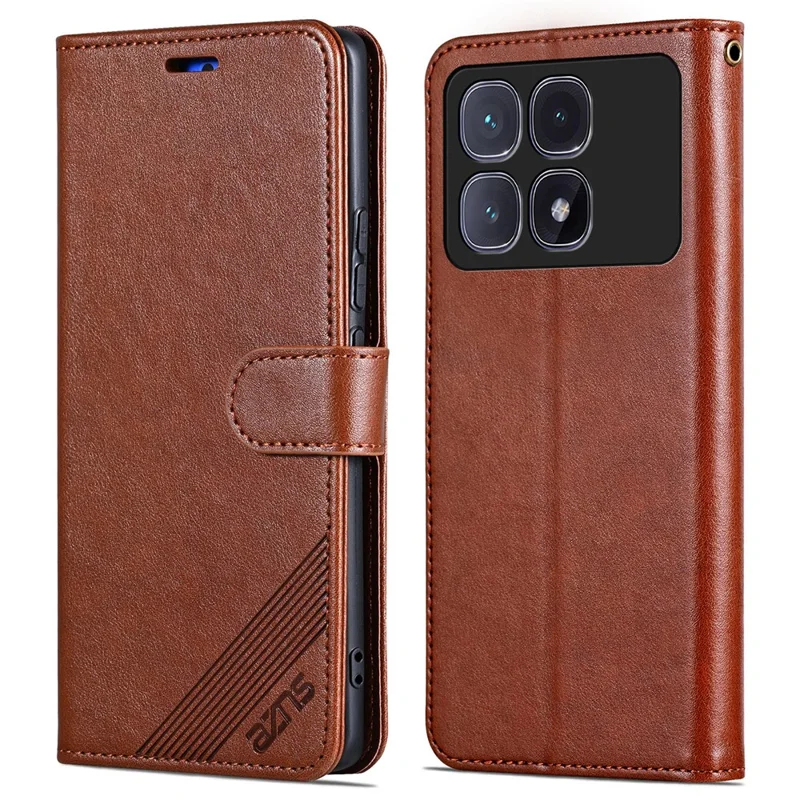 AZNS For Xiaomi Redmi K70 Ultra Case Anti-Scratch PU Leather Stand Wallet Phone Cover - Brown