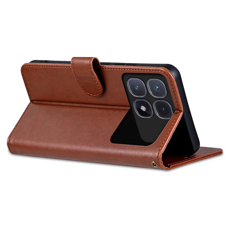 AZNS For Xiaomi Redmi K70 Ultra Case Anti-Scratch PU Leather Stand Wallet Phone Cover - Brown