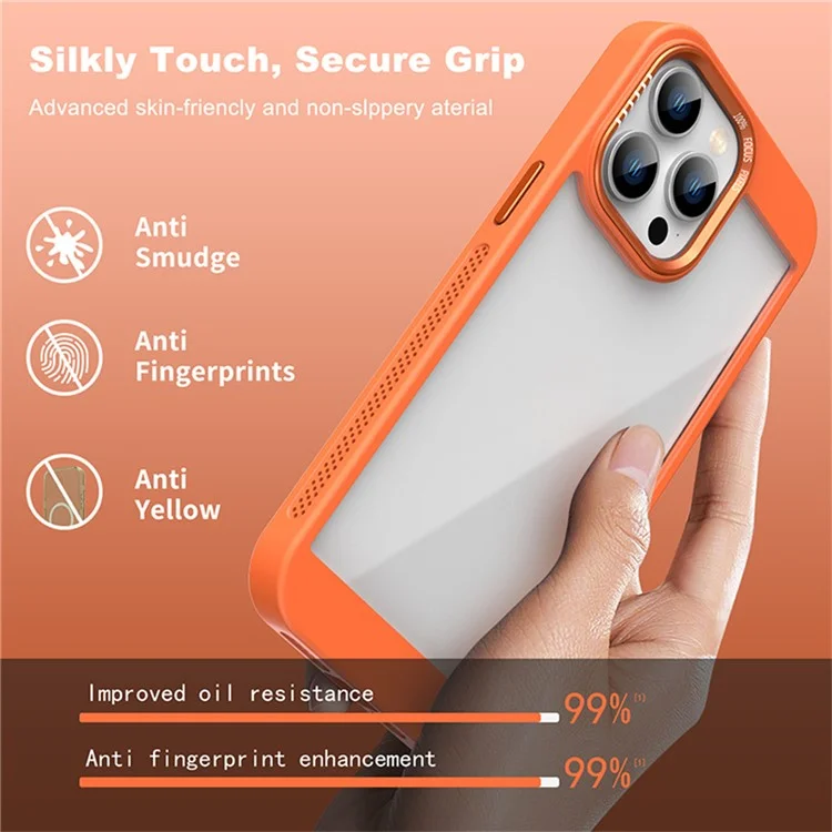 For iPhone 15 Pro Max Case Heat Dissipation TPU+PC Phone Cover - Orange