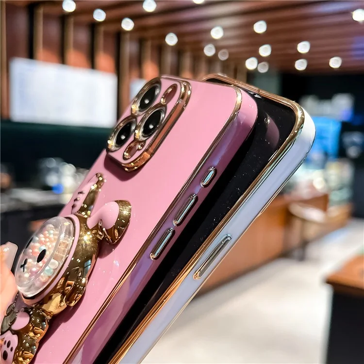 Для Iphone 15 Pro Case Acleloplating Rabbit Kickstend Tpu Cople Phone Cople - Белый