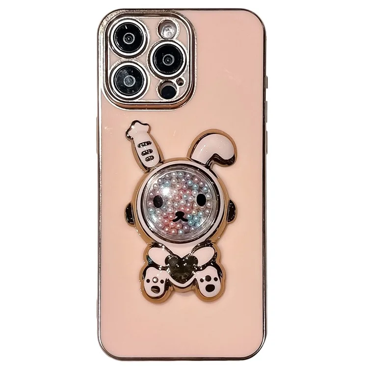 Pour L'iphone 15 Pro Max Case Électroplate de la Couverture de Téléphone TPU du Lapin TPU - Rose