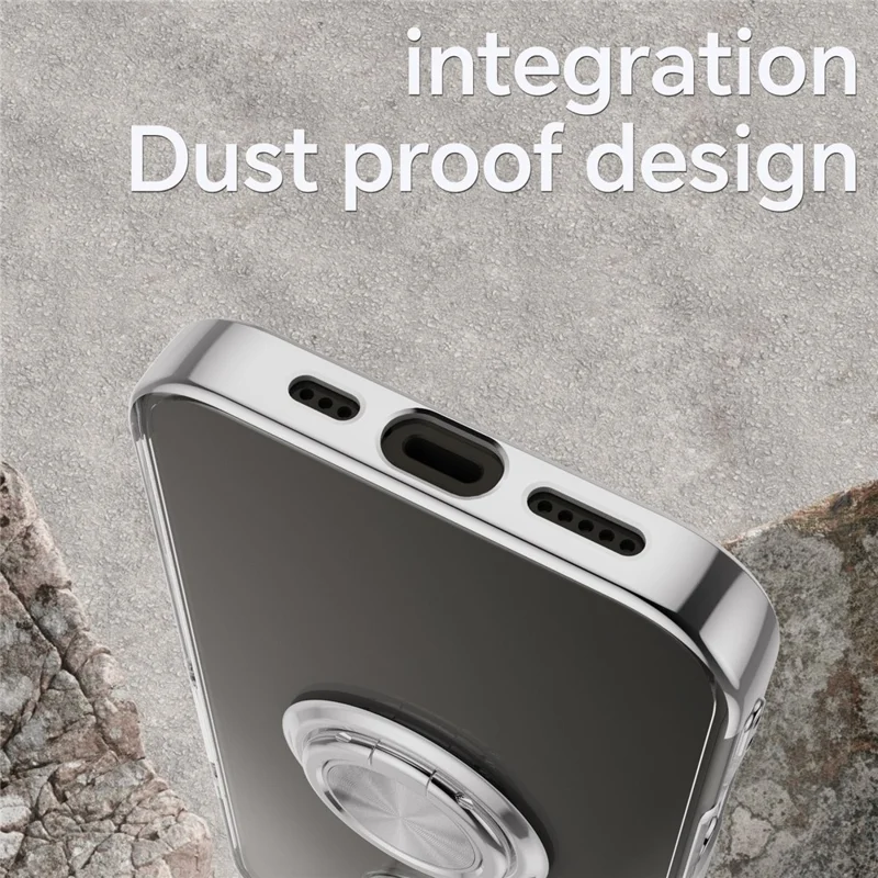 Per iPhone 16 Plus Case Electroplating Kickstand TPU Phone Cover Magnetic Car Mount - Argento