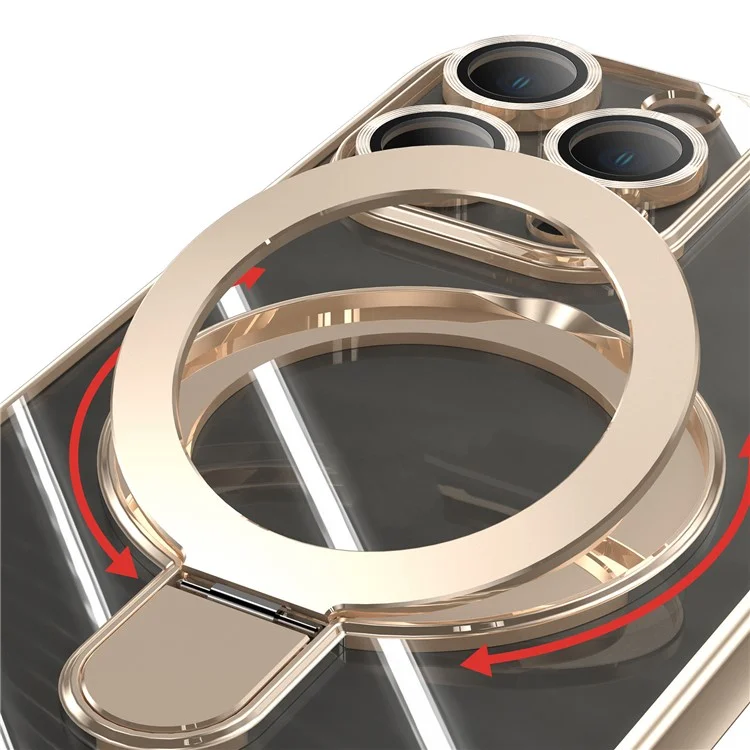 Para Iphone 16 Pro Magnetic Case Eletroplating Kickstand TPU Tope - Ouro