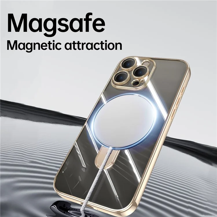 Para Iphone 16 Pro Magnetic Case Eletroplating Kickstand TPU Tope - Ouro
