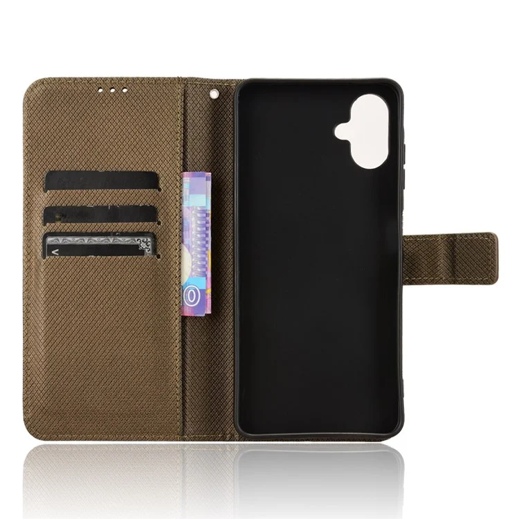 Per Samsung Galaxy A06 Case PU Leather Diamond Texture Wallet Phone Cover - Brown