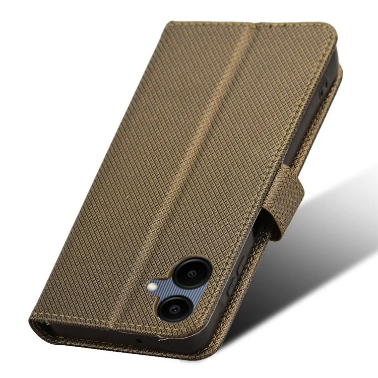 Per Samsung Galaxy A06 Case PU Leather Diamond Texture Wallet Phone Cover - Brown