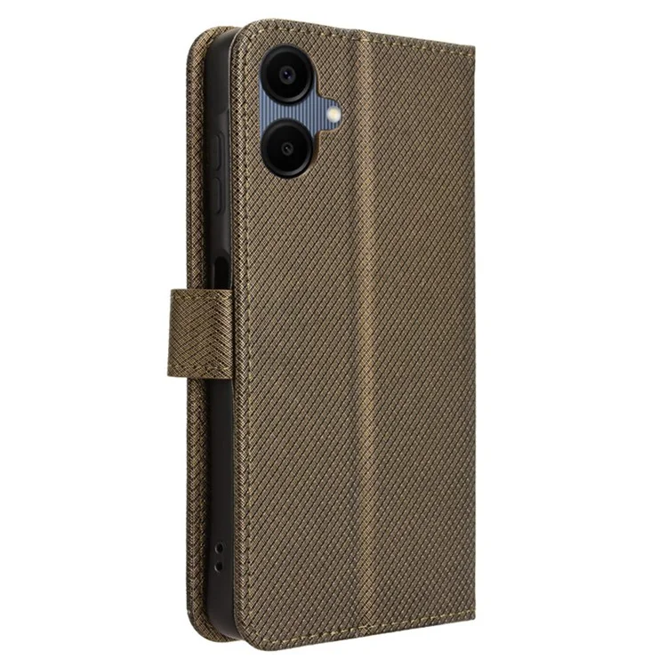 Per Samsung Galaxy A06 Case PU Leather Diamond Texture Wallet Phone Cover - Brown