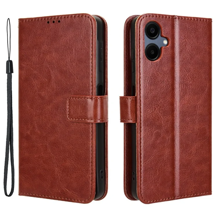 Für Samsung Galaxy A06 Case Crazy Horse Textur PU-Leder Telefongeldbörse - Braun