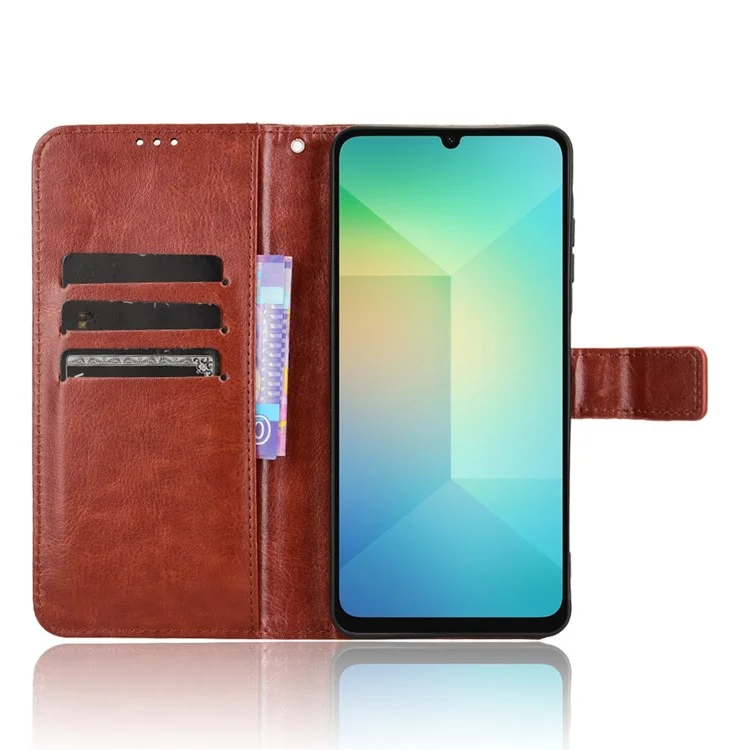 Für Samsung Galaxy A06 Case Crazy Horse Textur PU-Leder Telefongeldbörse - Braun