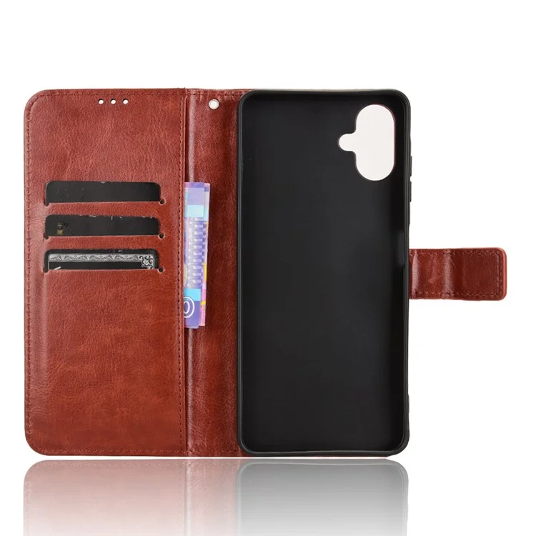 Für Samsung Galaxy A06 Case Crazy Horse Textur PU-Leder Telefongeldbörse - Braun