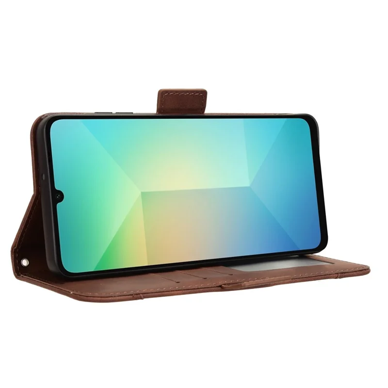 For Samsung Galaxy A06 4G / A06 5G Leather Case Phone Wallet Cover with Multiple Card Slots - Brown