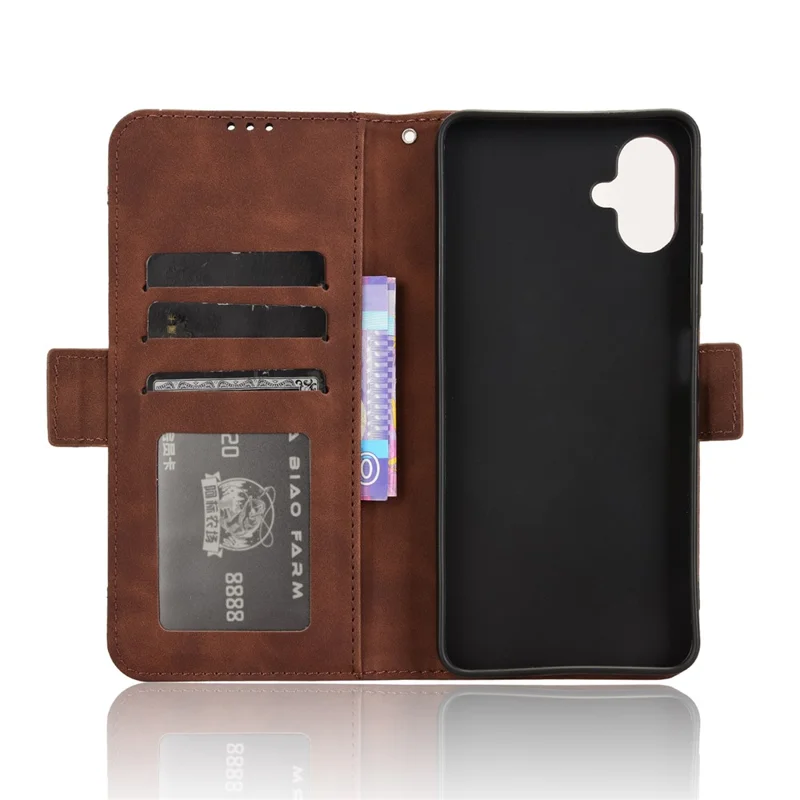 For Samsung Galaxy A06 4G / A06 5G Leather Case Phone Wallet Cover with Multiple Card Slots - Brown