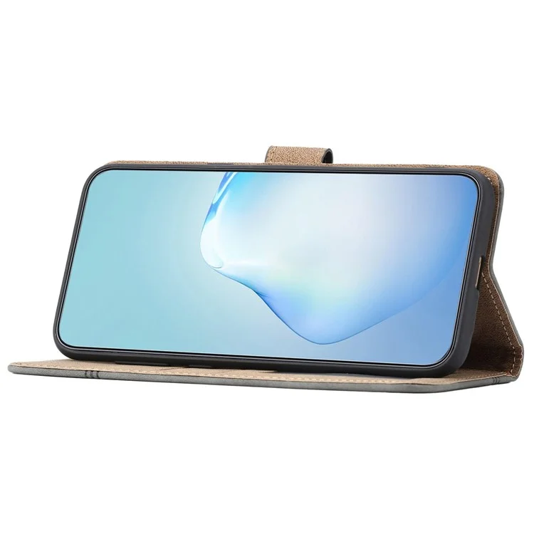 Для Samsung Galaxy A53 5G кожаный бумажник PU Business Phone Case Lines Imprinted Sand Flip Magnetic Protective Cover with Strap - Blue