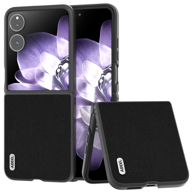 Abiel For Xiaomi Mix Flip 5G Case Case Anti-Scratch Подлинная Кожаная Кожаная Обложка Телефон - Черный