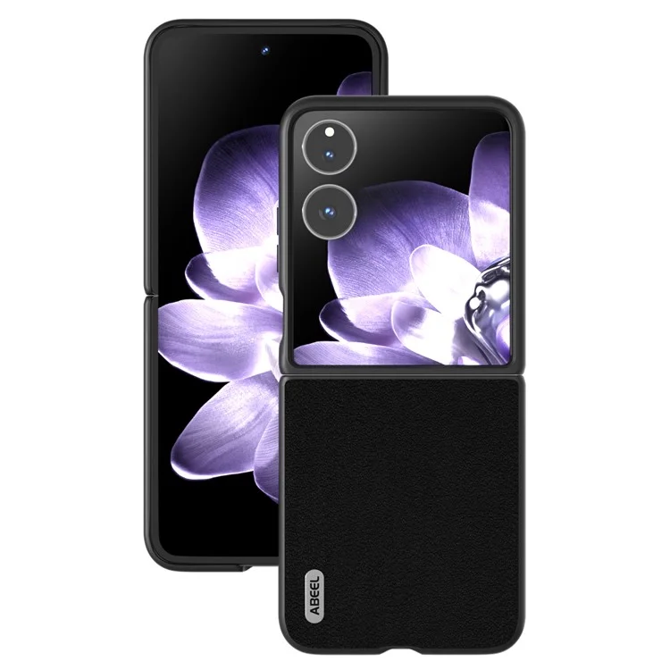 Abiel For Xiaomi Mix Flip 5G Case Case Anti-Scratch Подлинная Кожаная Кожаная Обложка Телефон - Черный