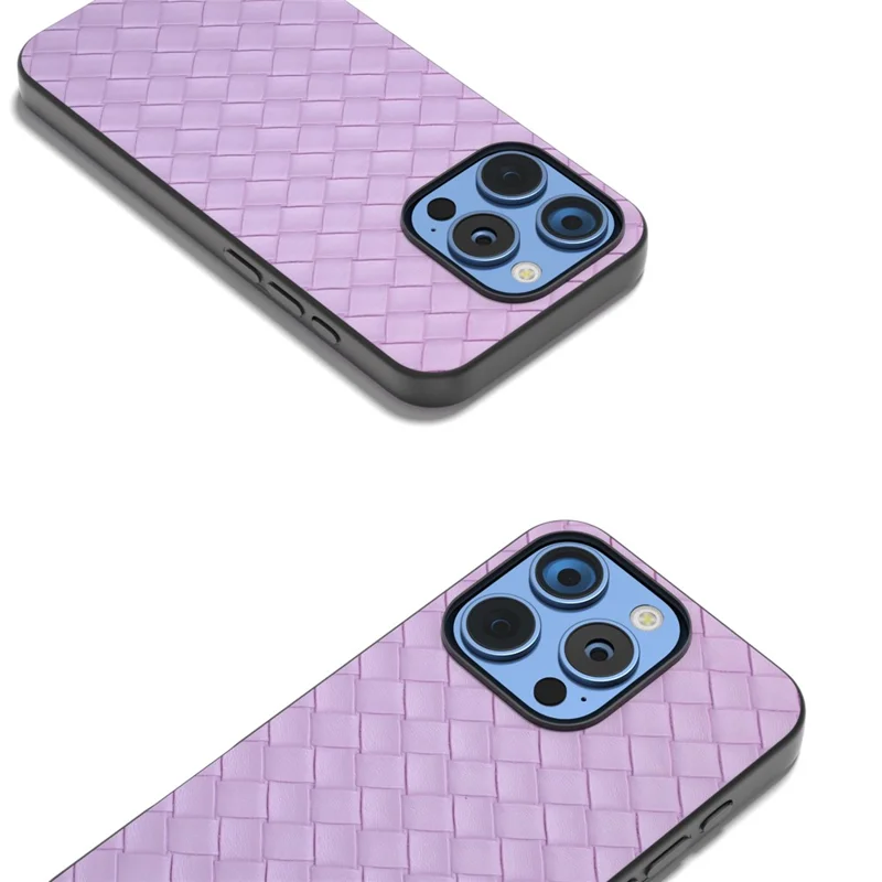 Pour Iphone 16 Pro Max Case Texture Texture PU en Cuir en Cuir pc + Tpu Couverture de Téléphone Mobile Tpu - Violet