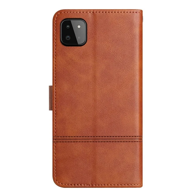Para Samsung Galaxy A22 5G (versión de la Ue) PU Cuero Folio Foliatra - Marrón
