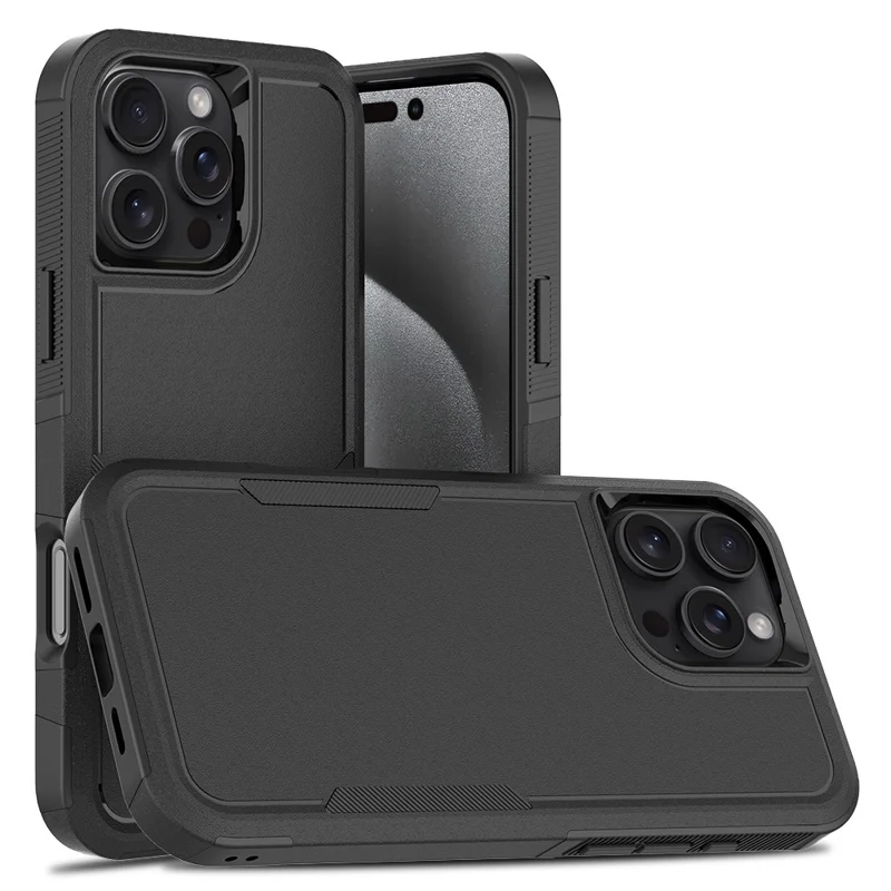 For iPhone 16 Pro Max Case 2-in-1 PC+TPU Shockproof Phone Cover - Black