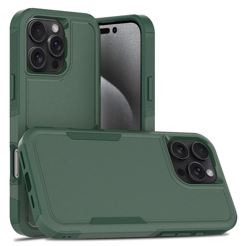 For iPhone 16 Pro Max Case 2-in-1 PC+TPU Shockproof Phone Cover - Dark Green