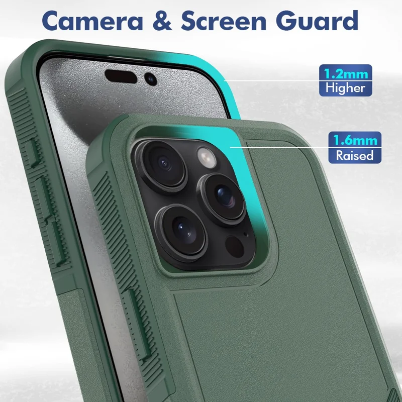 For iPhone 16 Pro Max Case 2-in-1 PC+TPU Shockproof Phone Cover - Dark Green