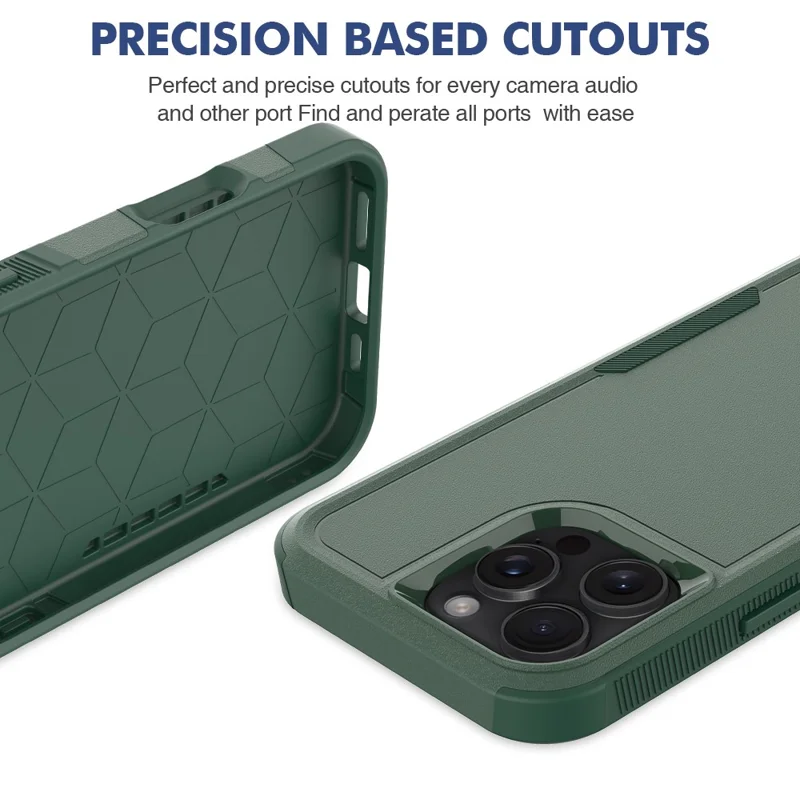 For iPhone 16 Pro Max Case 2-in-1 PC+TPU Shockproof Phone Cover - Dark Green