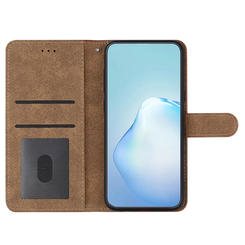 Für Samsung Galaxy A32 4G (EU-Version) PU-Leder Geschäftsfall Linien geprägt Ständer Folio Flip Brieftasche Cover mit Riemen - Schwarz