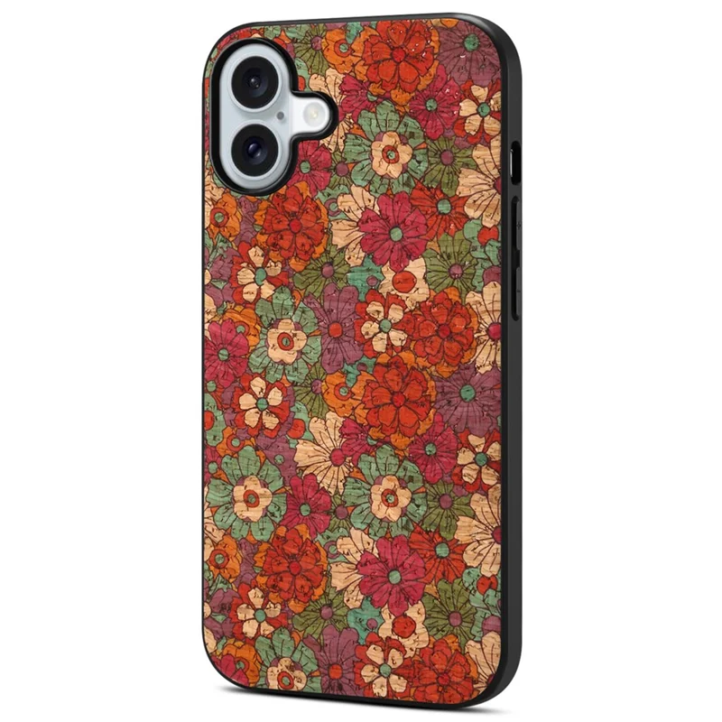 Para Iphone 16 Plus Case Prinha de Flores PU Pu+pc+tpu Tampa do Telefone - Verão / Vermelho