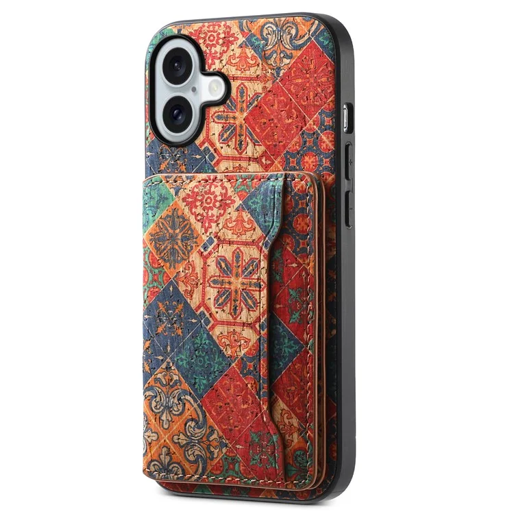 Per iPhone 16 Plus Custodia Fiore Stampa Pelle+PC+TPU Cover con Porta Carte Supporto - Inverno / Blu
