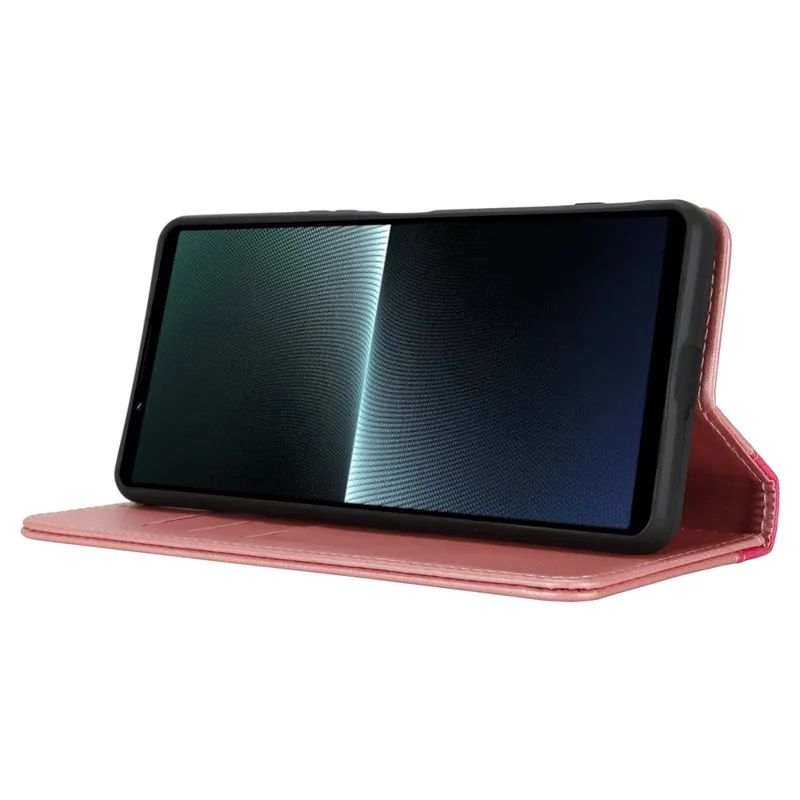 Para Sony Xperia 1 VI Caso Bezerro Textura de Bolf 3 Cartas Cora Cora Cola - Rose Gold+Rose
