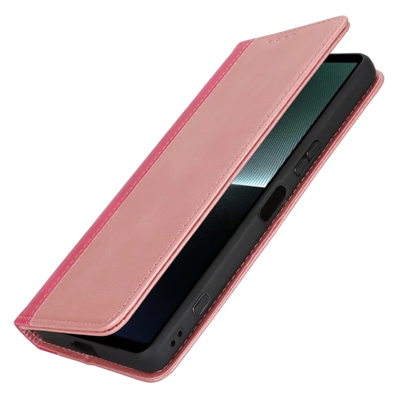 Para Sony Xperia 1 VI Caso Bezerro Textura de Bolf 3 Cartas Cora Cora Cola - Rose Gold+Rose