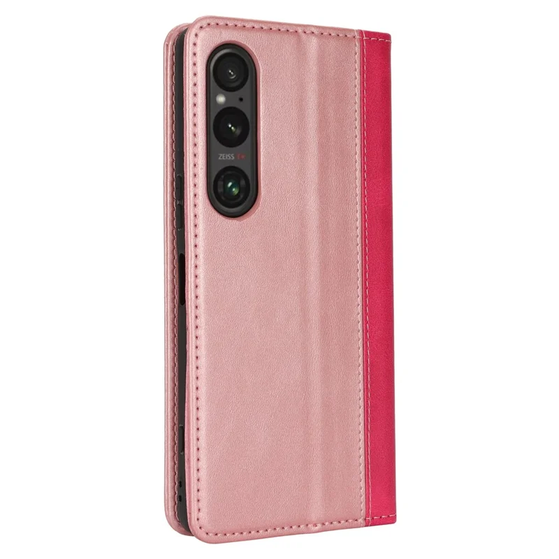 Para Sony Xperia 1 VI Caso Bezerro Textura de Bolf 3 Cartas Cora Cora Cola - Rose Gold+Rose