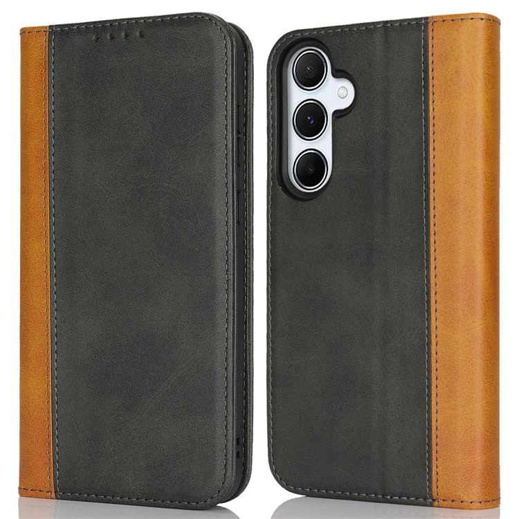 Pour Samsung Galaxy A55 5G Case Texture de Couleu - Noir + Jaune