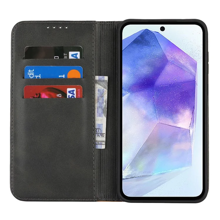 Pour Samsung Galaxy A55 5G Case Texture de Couleu - Noir + Jaune