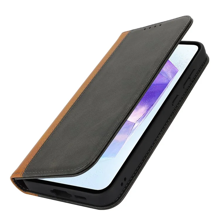 Pour Samsung Galaxy A55 5G Case Texture de Couleu - Noir + Jaune