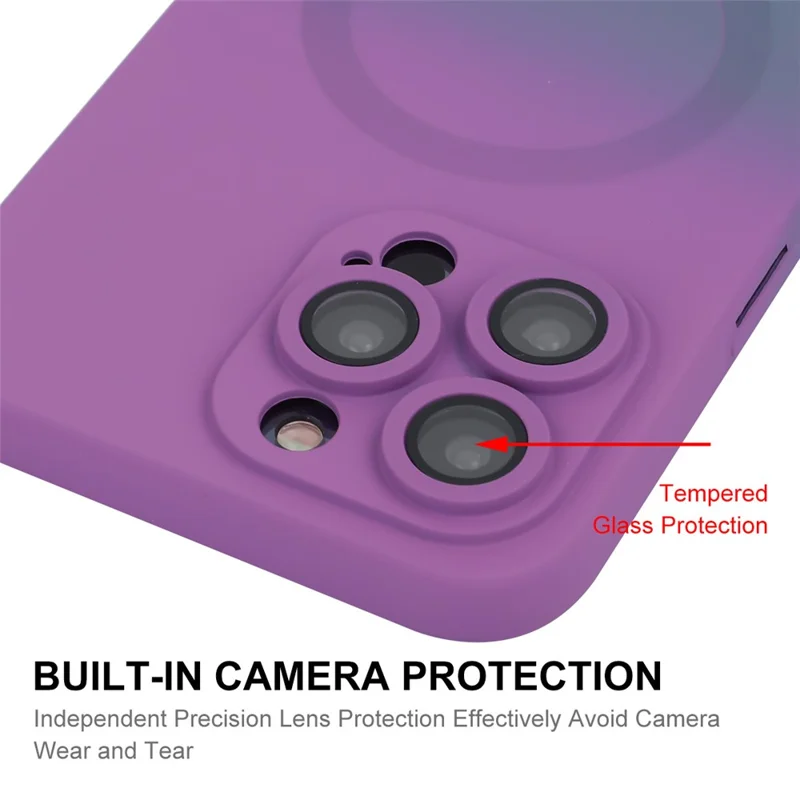 ENAKY HAT PRINCE Para iPhone 16 Pro Case Silicone Cover Lens Protection - Roxo+Azul