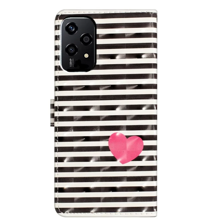 Для Чести 200 Lite Case PU Кожаная 3D -рисунок Для Печати Телефона Телефонная Крышка Телефона - Полосы / Сердце