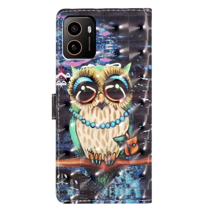 Para HMD Pulse+ Case PU Leather 3D Patrón de Imprenta de la Billetera de la Billetera de la Billetera - Búho