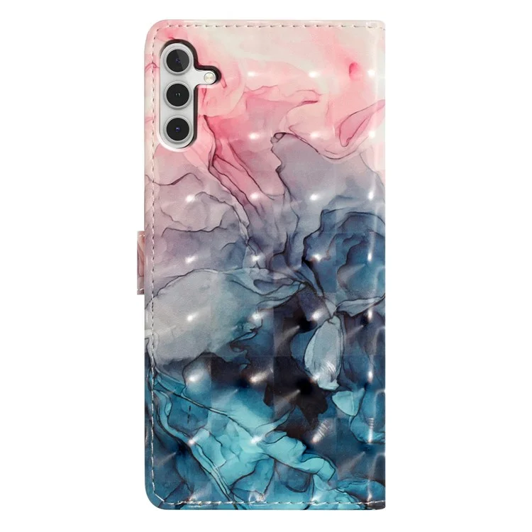 Para Samsung Galaxy A16 Case PU Leather 3D Patrón de Imprenta de la Billetera Cubierta Del Teléfono - Mármol Azul Rosa