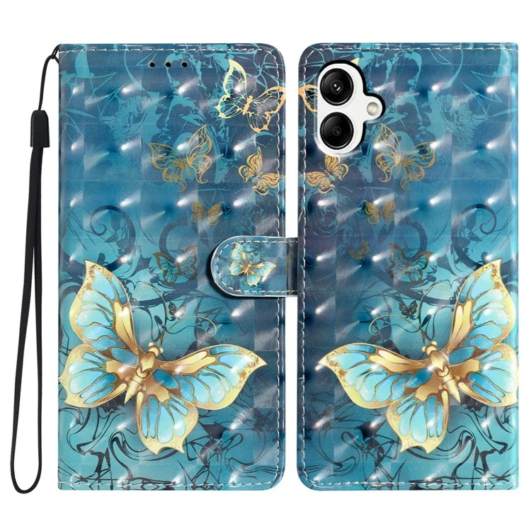 Para Samsung Galaxy A06 Case PU Leather 3D Patrón de Impresión Patrón de Imprenta Cover Del Teléfono - Mariposa