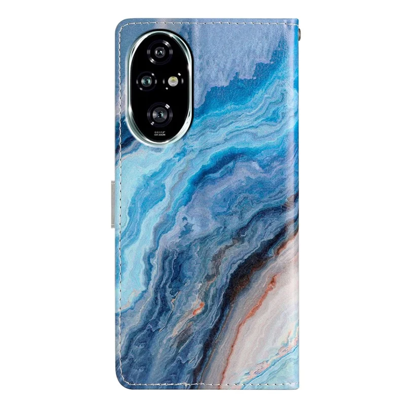 For Honor 200 Pro 5G Wallet Case PU Leather Pattern Printing Stand Phone Cover with Strap - Blue Marble
