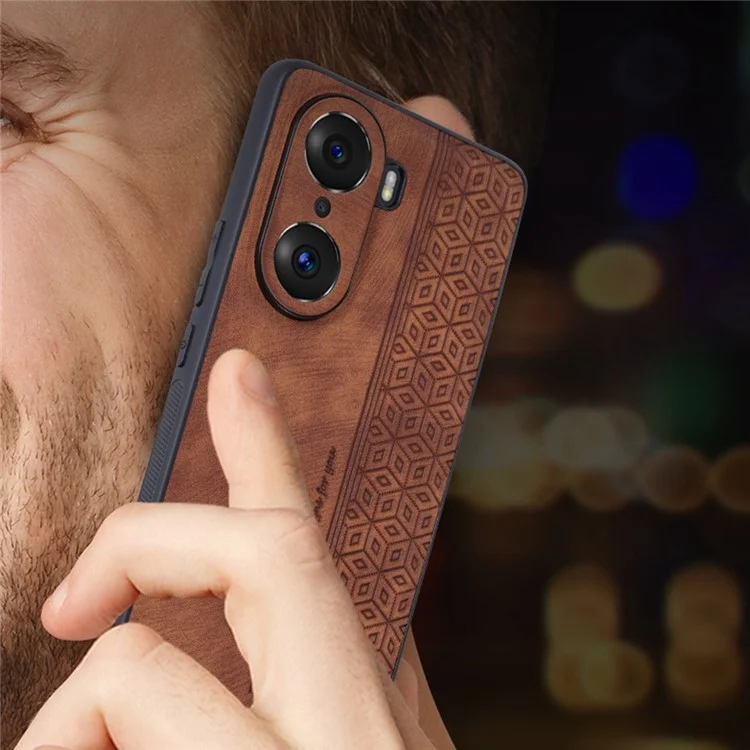AZNS Für Ehren 60 TPU+PU Leder Telefonabdeckung Anti-schlupf-anti-kratzer-geprägter Muster Handy-hülle - Braun