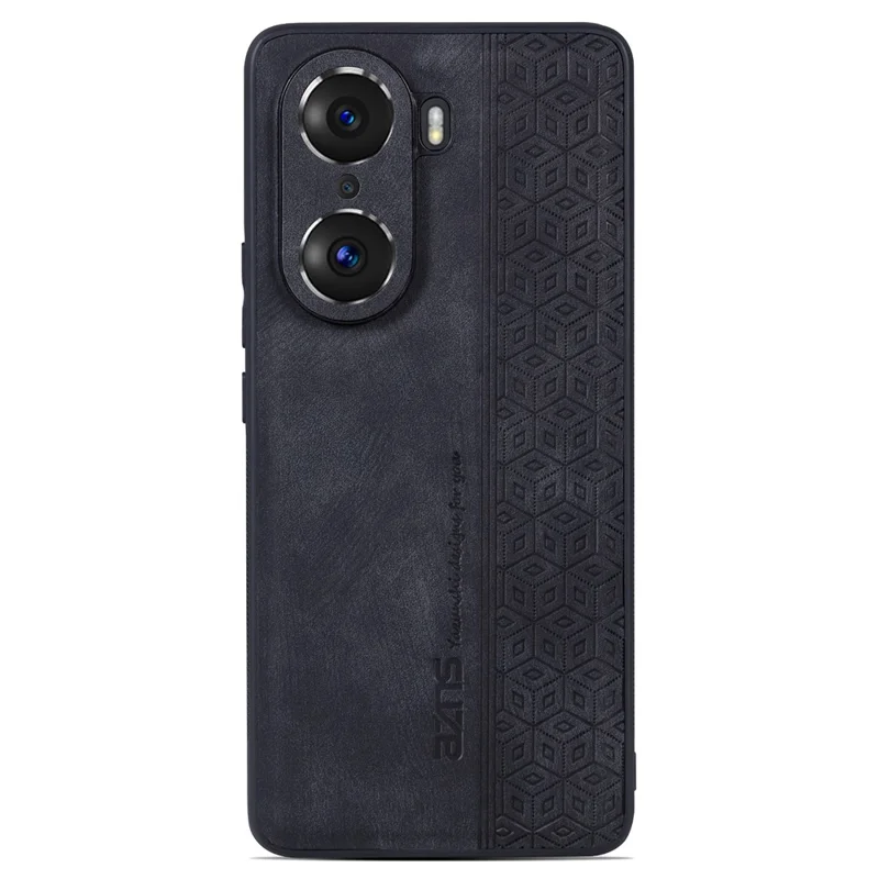 AZNS For Honor 60 TPU+PU Leather Phone Cover Anti-slip Anti-scratch Imprinted Pattern Cell Phone Case - Black