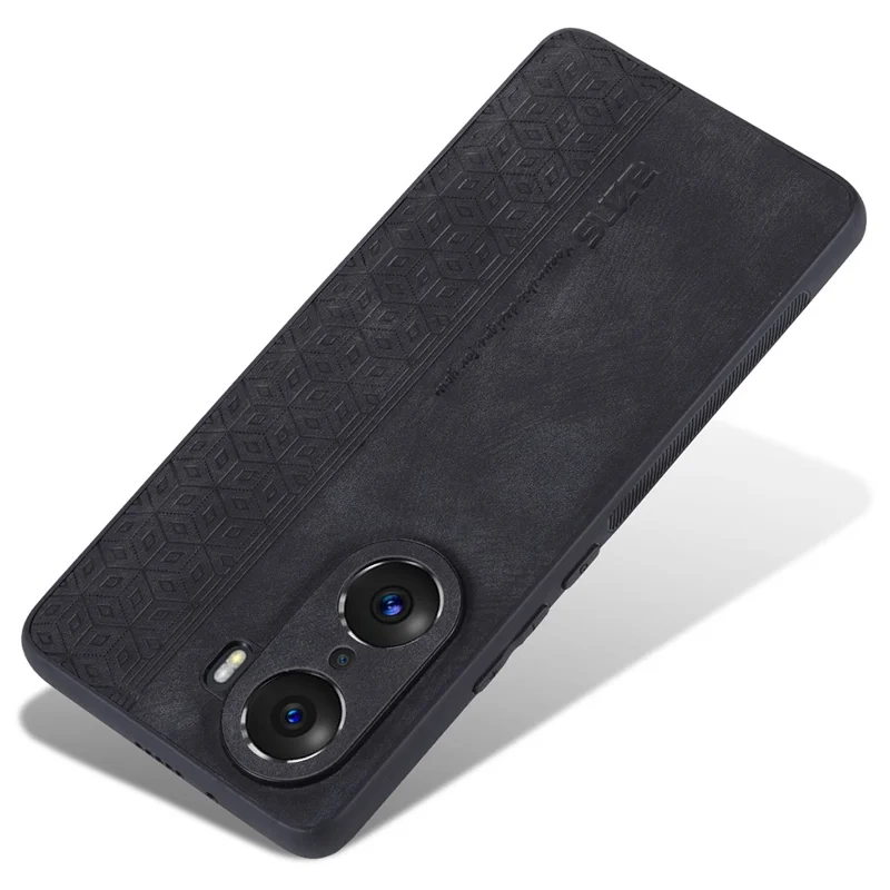 AZNS For Honor 60 TPU+PU Leather Phone Cover Anti-slip Anti-scratch Imprinted Pattern Cell Phone Case - Black