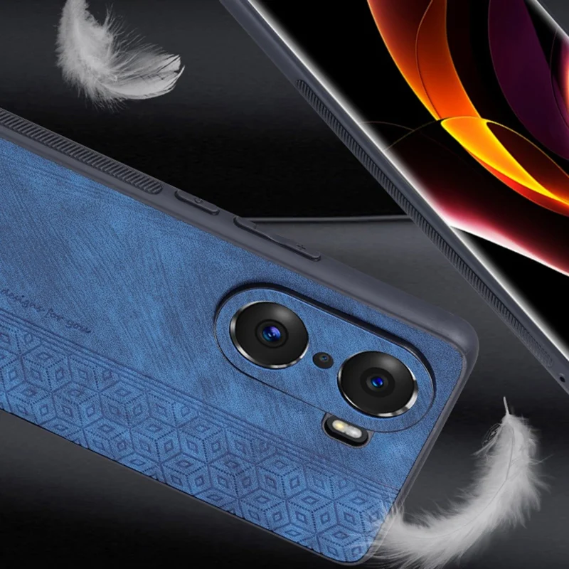 AZNS For Honor 60 TPU+PU Leather Phone Cover Anti-slip Anti-scratch Imprinted Pattern Cell Phone Case - Blue