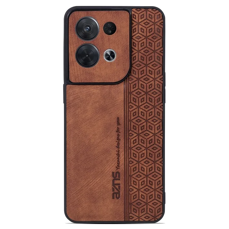 AZNS For Oppo Reno8 Pro 5G (Global Version) Slim Fit Cell Phone Case Imprinted Pattern PU Leather+TPU Phone Cover - Brown