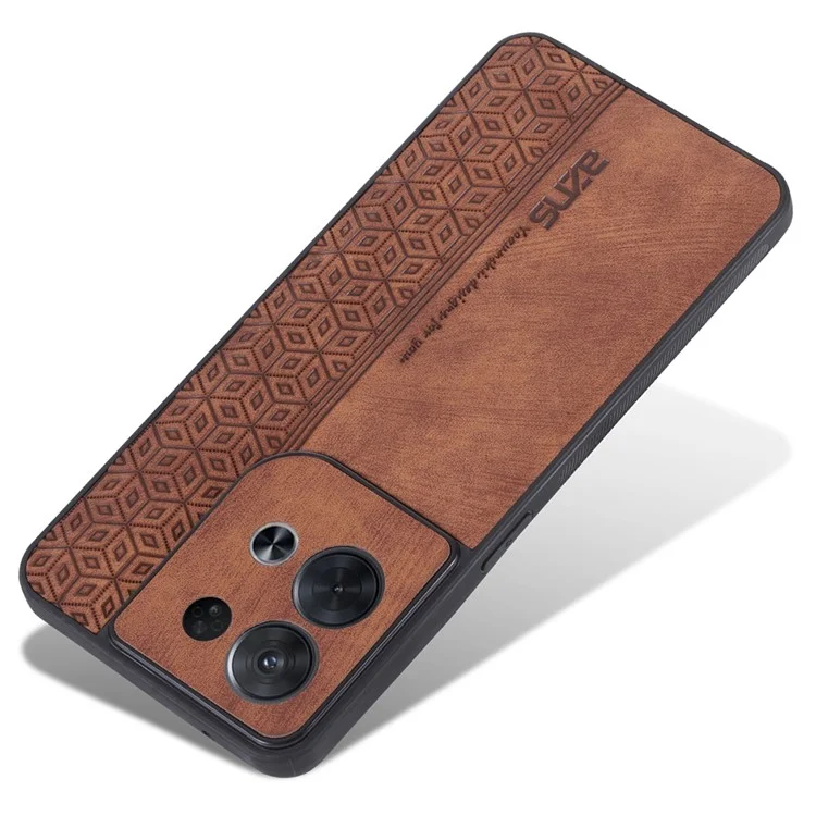 AZNS For Oppo Reno8 Pro 5G (Global Version) Slim Fit Cell Phone Case Imprinted Pattern PU Leather+TPU Phone Cover - Brown