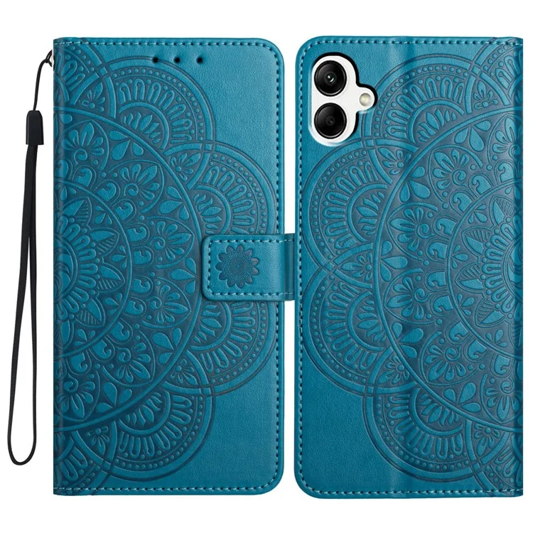 Para Samsung Galaxy A06 Case de Cuero Con Ranuras Para Tarjetas Mandala Patrón de Portada de la Cubierta Del Teléfono - Azul