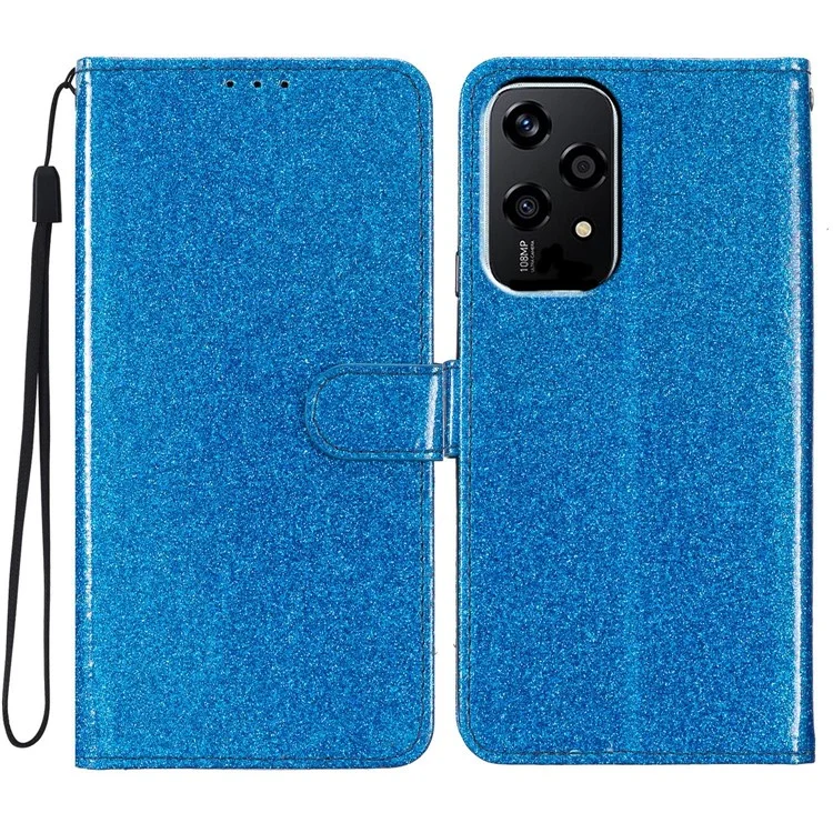 Para Honor 200 Lite Wallet Case Glitter Anti-Scratch Leather Phone Cover Supar - Azul