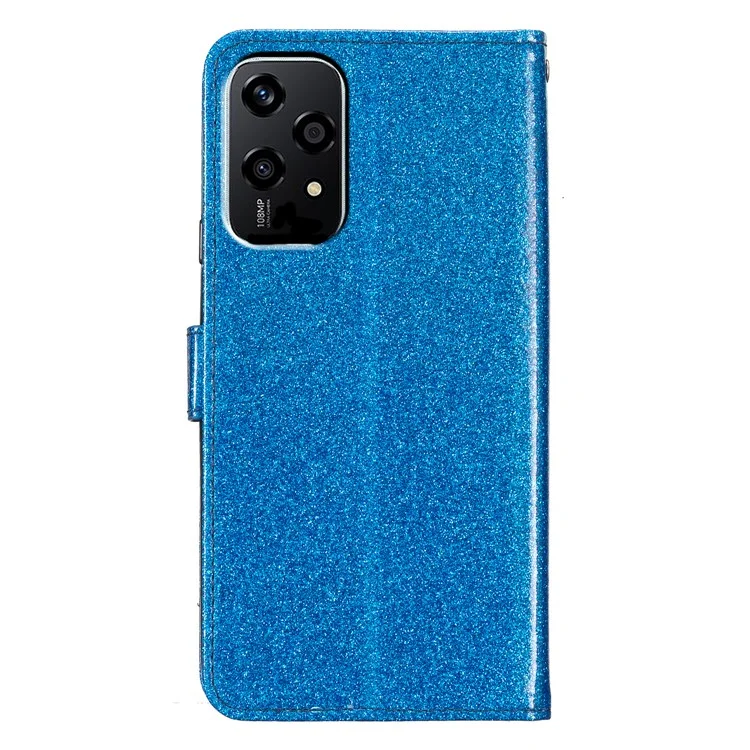 Para Honor 200 Lite Wallet Case Glitter Anti-Scratch Leather Phone Cover Supar - Azul